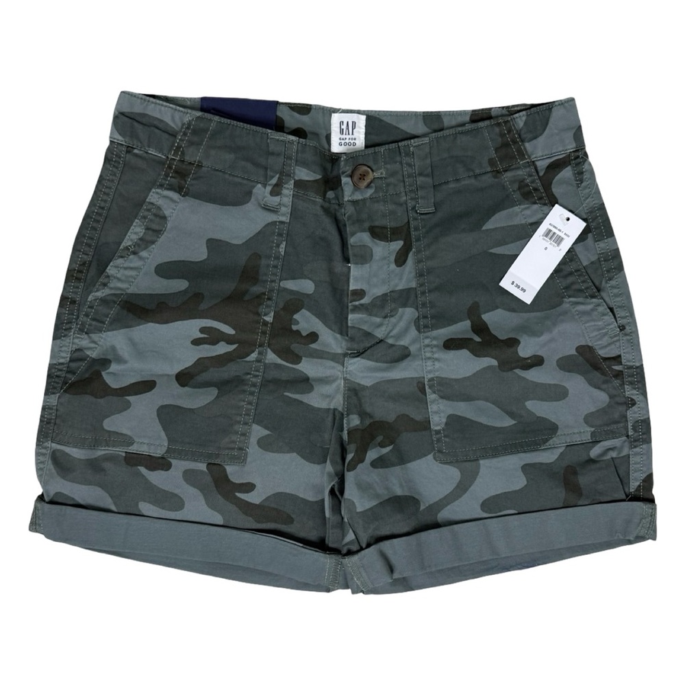 GAP Women's Camo Cargo Shorts - Dark Green